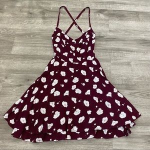 Empyre Zumiez Floral Maroon Skater Dress Size XS